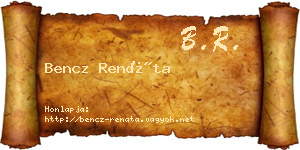 Bencz Renáta névjegykártya